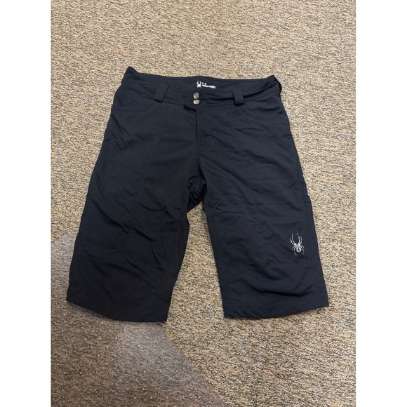 Spyder Women's Black Outdoor Athletic Shorts Size L Hiking Activewear Logo - Picture 1 of 10